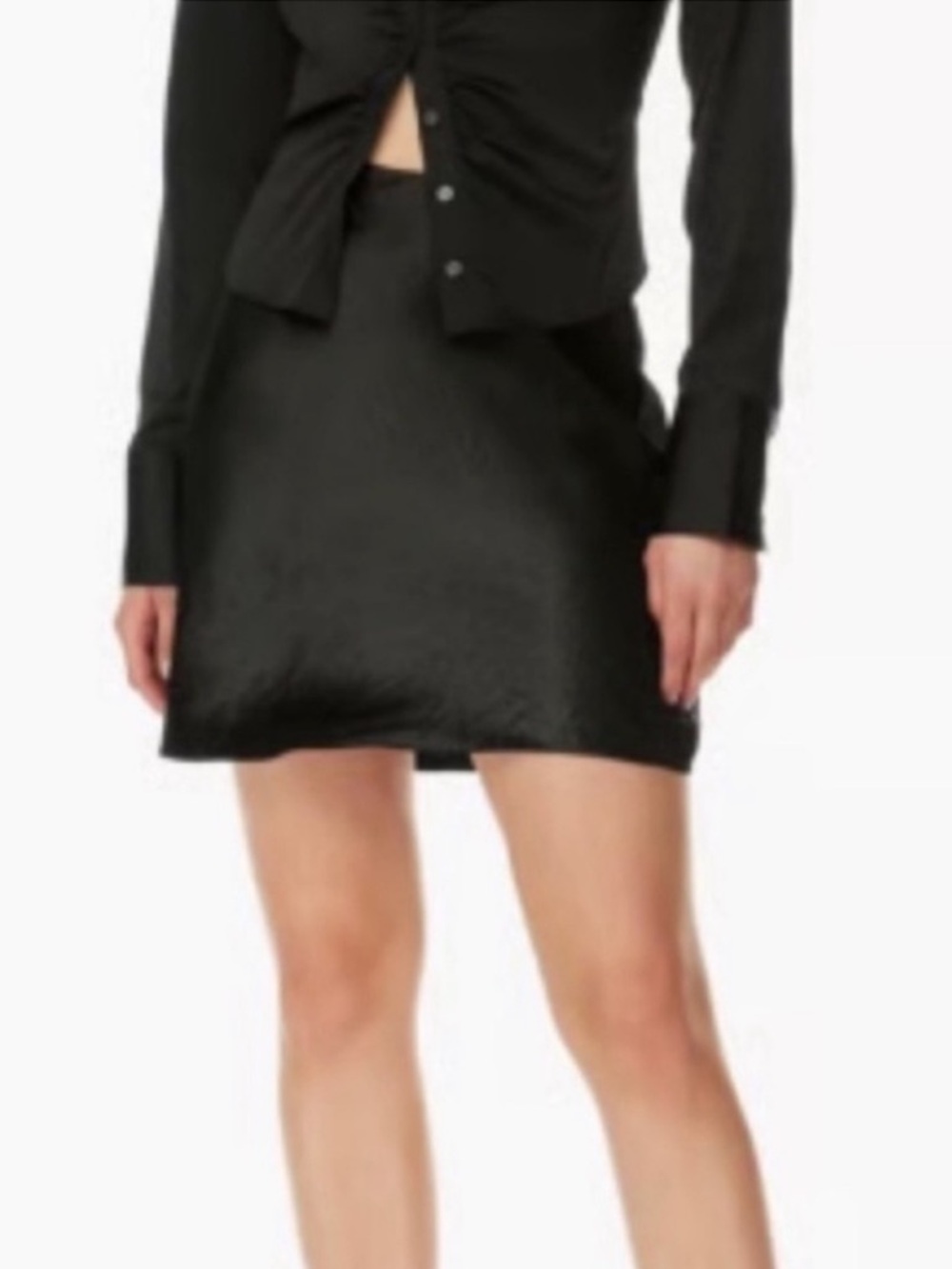 Aritzia Black Satin Mini Skirt